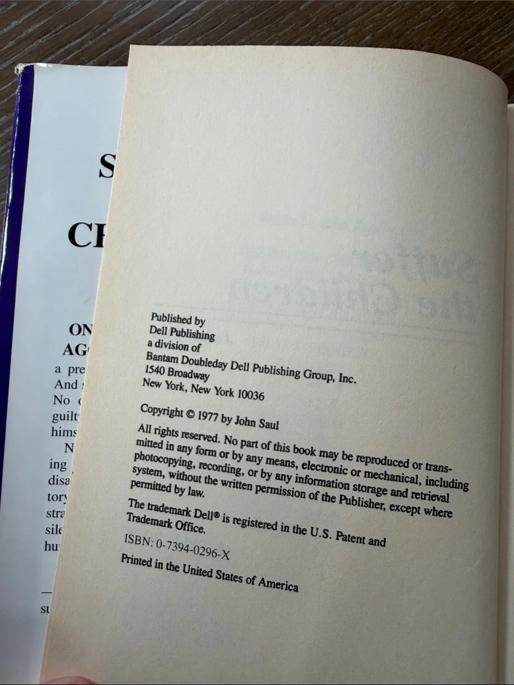 Suffer the Children John Saul hardcover - Purple